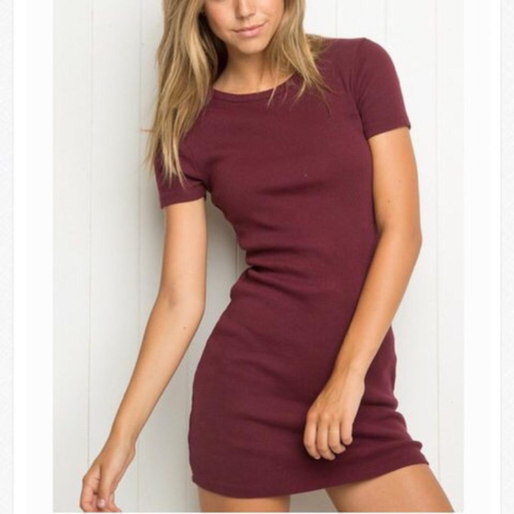 Brandy Melville Jenelle Maroon Burgundy Bodycon Dress